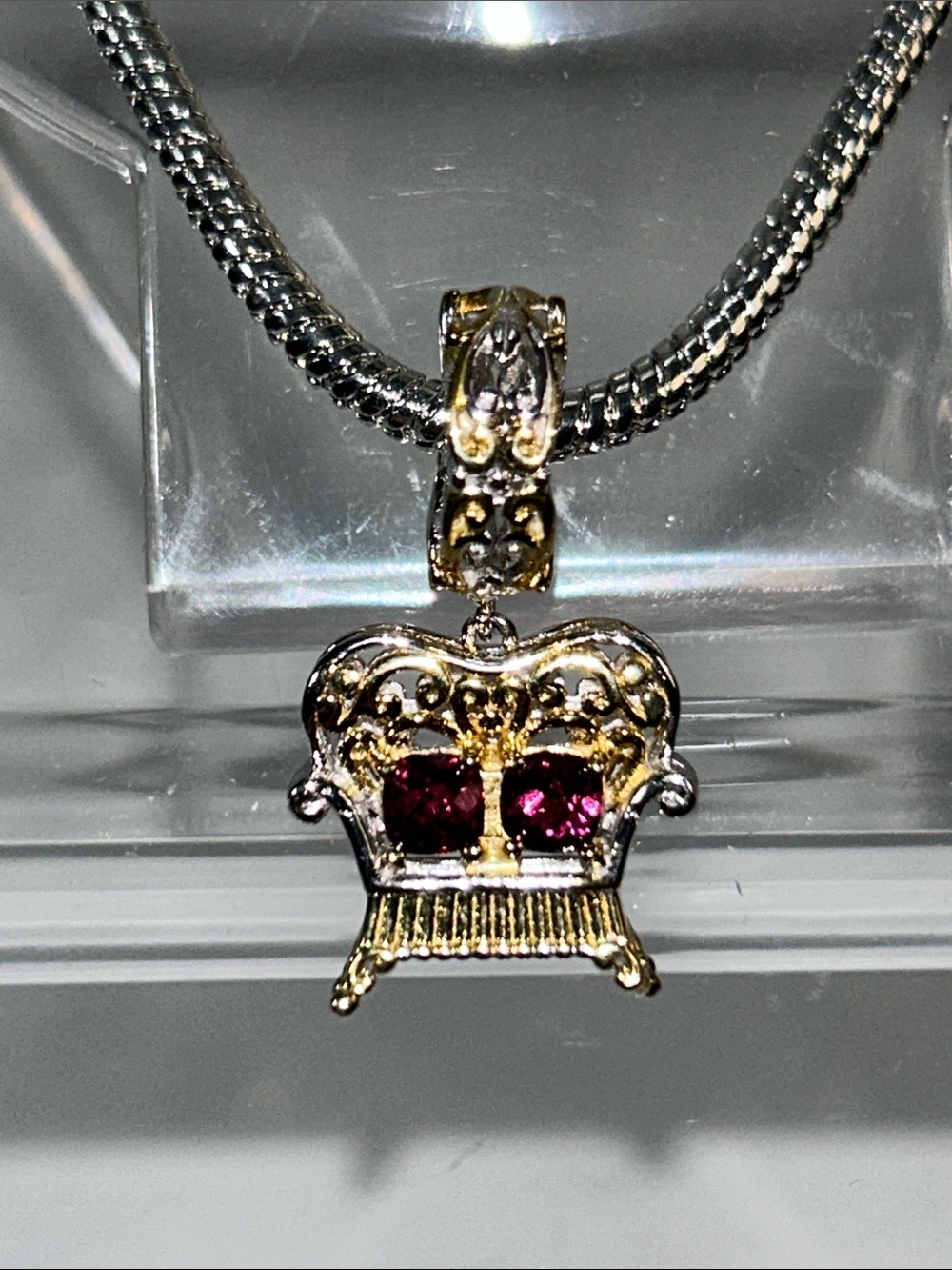 NWOT Gems En Vogue Palladium 18k Accent Genuine Rhodonite Garnet Euro Charm